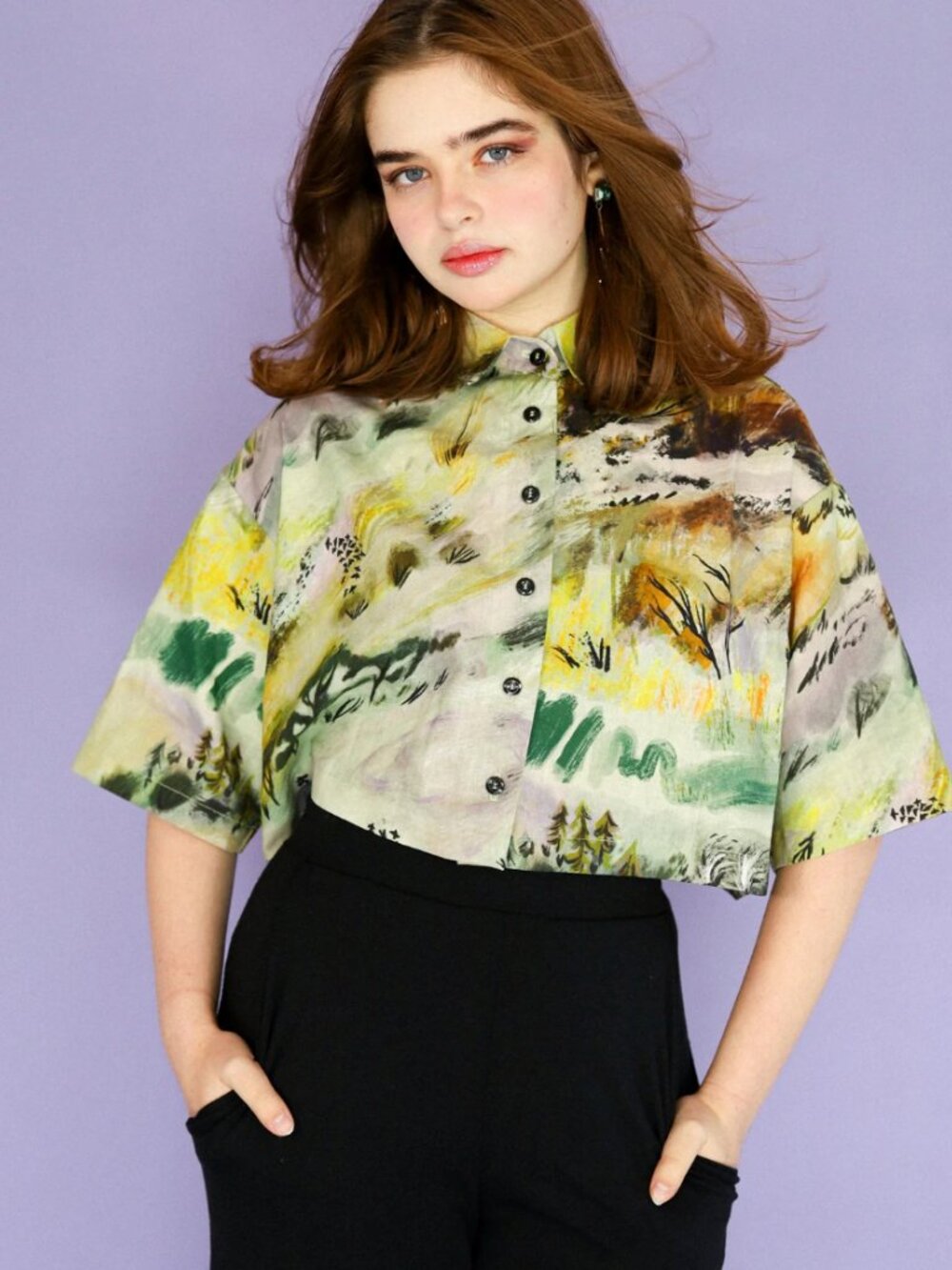 'Dusty Hills' Linen Boxy Button Up Size 1 (Small/Medium) NWOT EUC